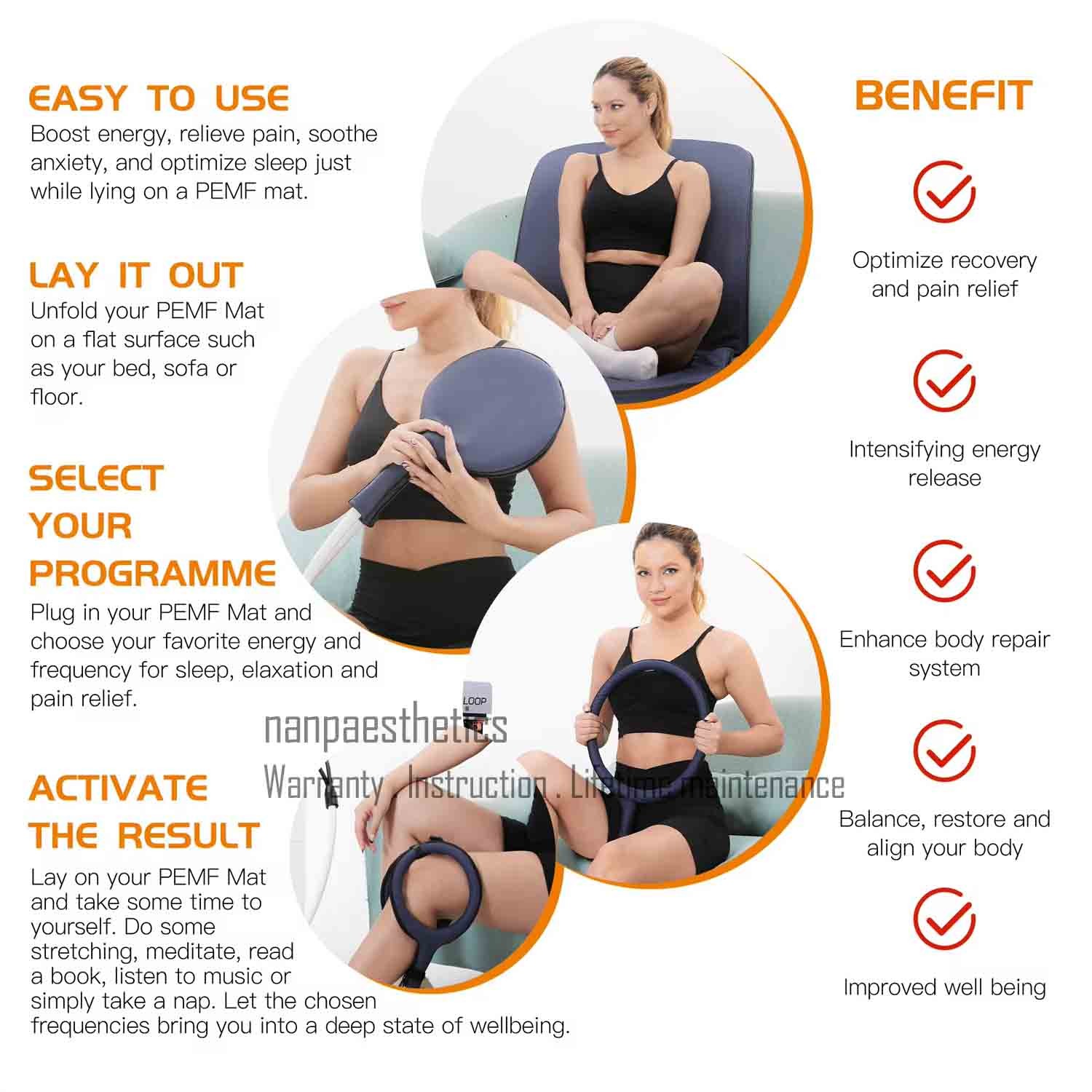 Protable PMST PEMF EMTT Magnetic Physio Therapy Health Massage Device Home Use