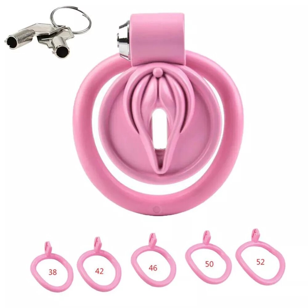 2024 Male ABS Chastity Cage Click & Lock Sissy Cage with 5 Size Rings Device US