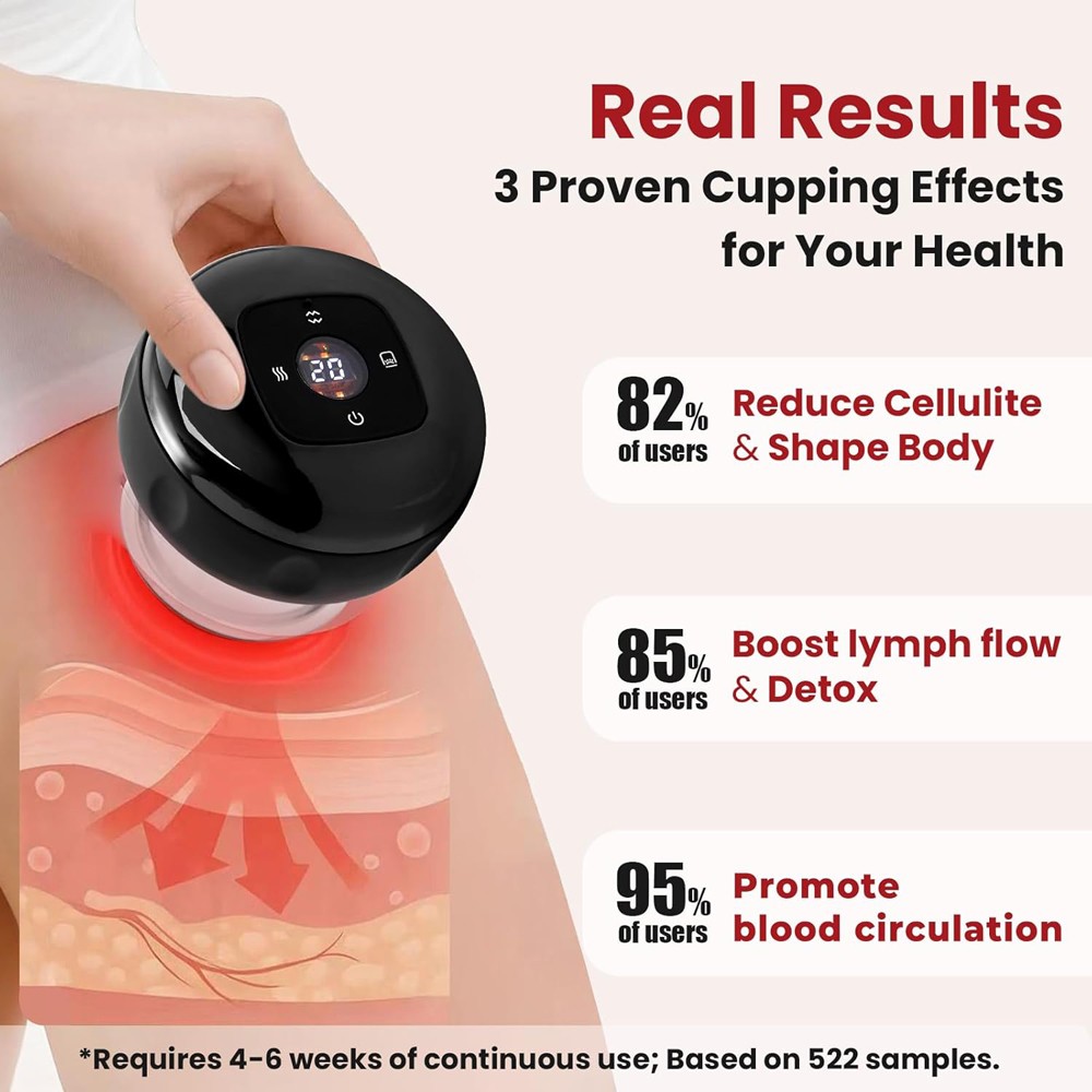 2PC Electric Heating Cupping Therapy Set Gua Sha Anti Cellulite Therapy Massager