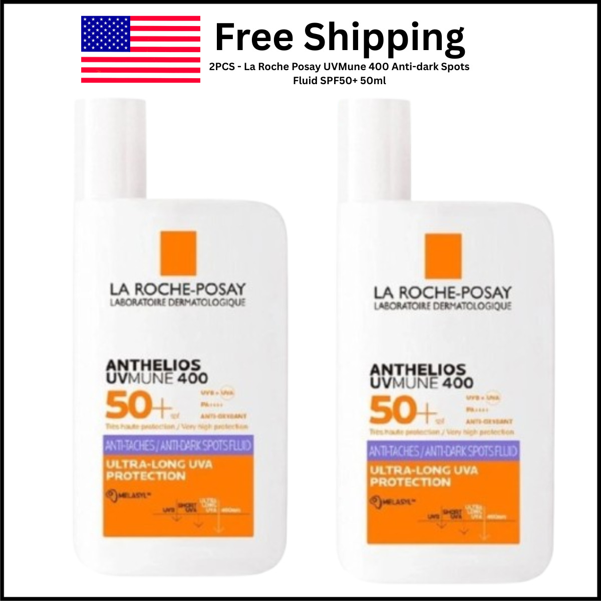 2pcs La Roche Posay UVMune 400 Anti-dark Spots Fluid SPF50+ 50ml