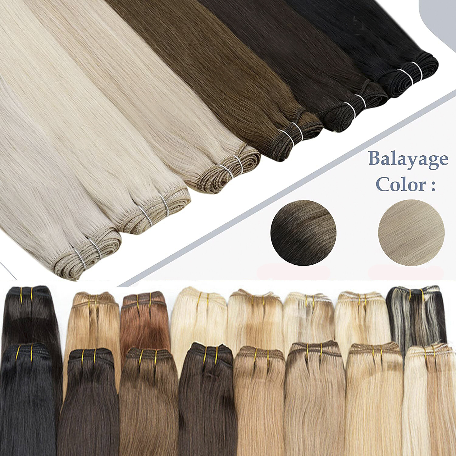 Double Weave Sew in Hair Extensions Weft Brazilian Remy Human Hair Full Head100g