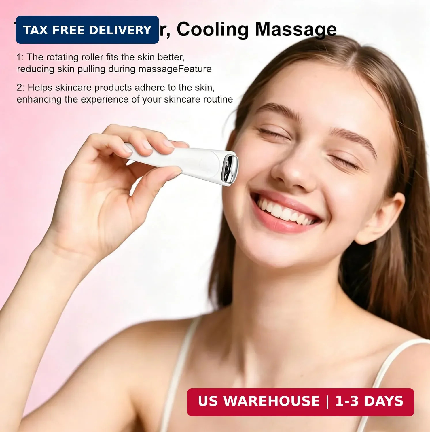 Mini Stainless Steel Ice Roller for Face & Under Eye, Travel Size Cooling Facial