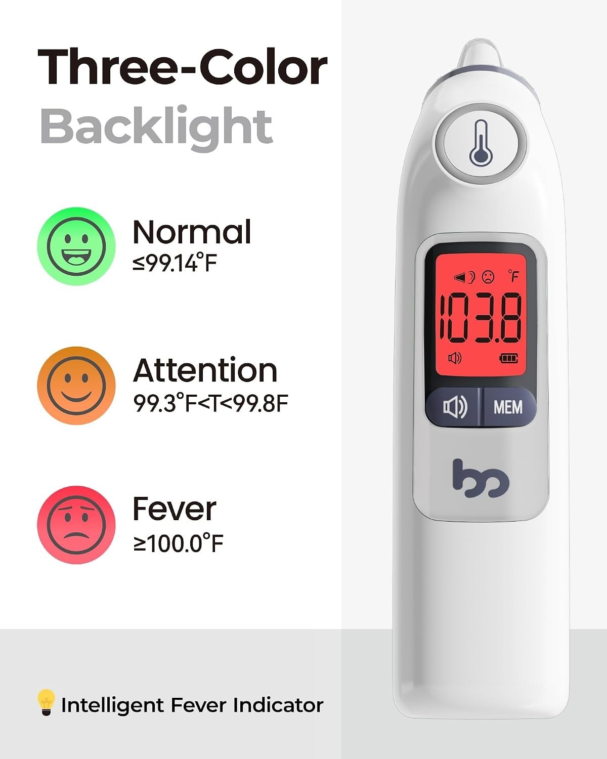 Ear Thermometer for Adults and Kids 1-Second Infrared Digital Thermometer 30