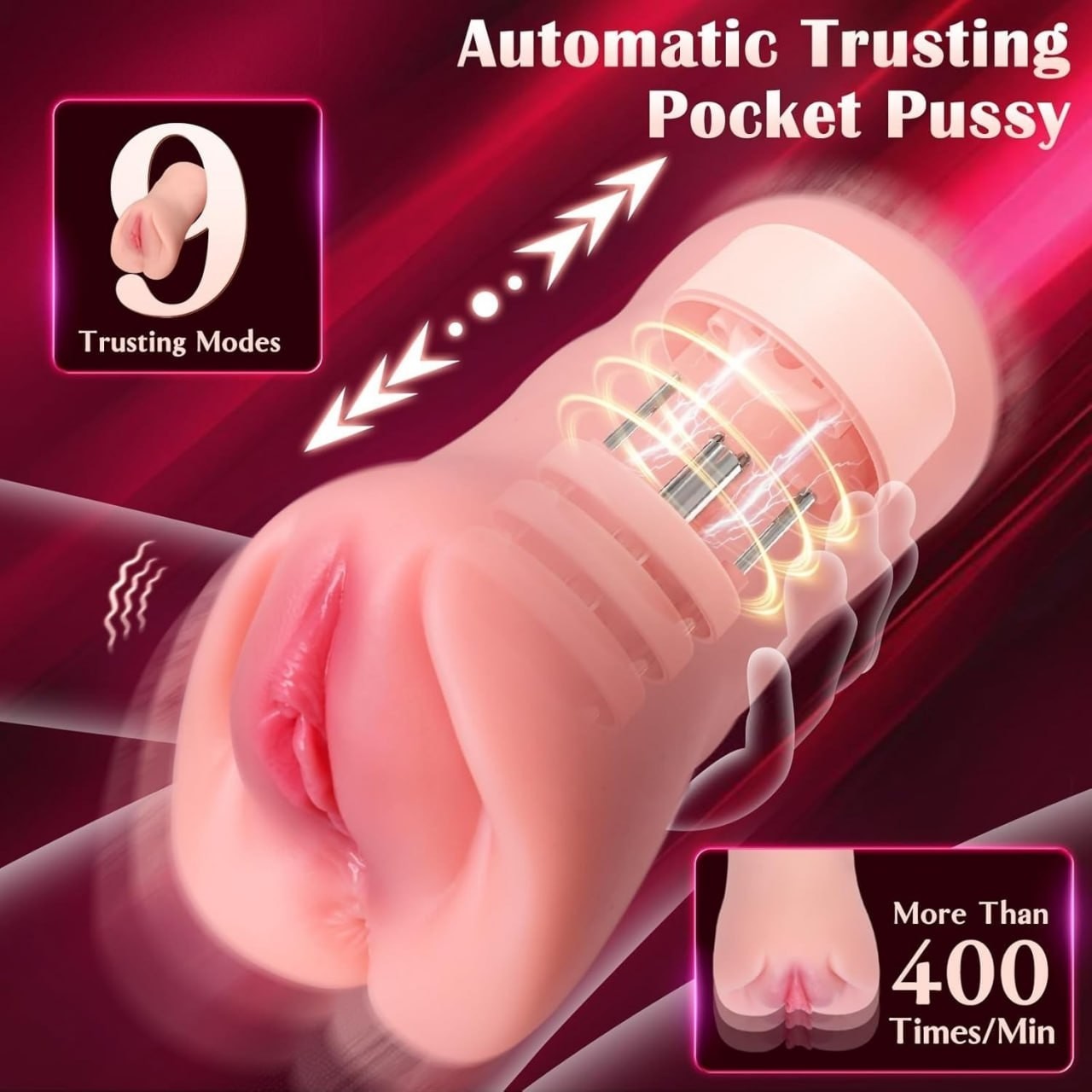 App Controlled Automatic Thrusting Male Masturbator Vibrating Pocket Toy