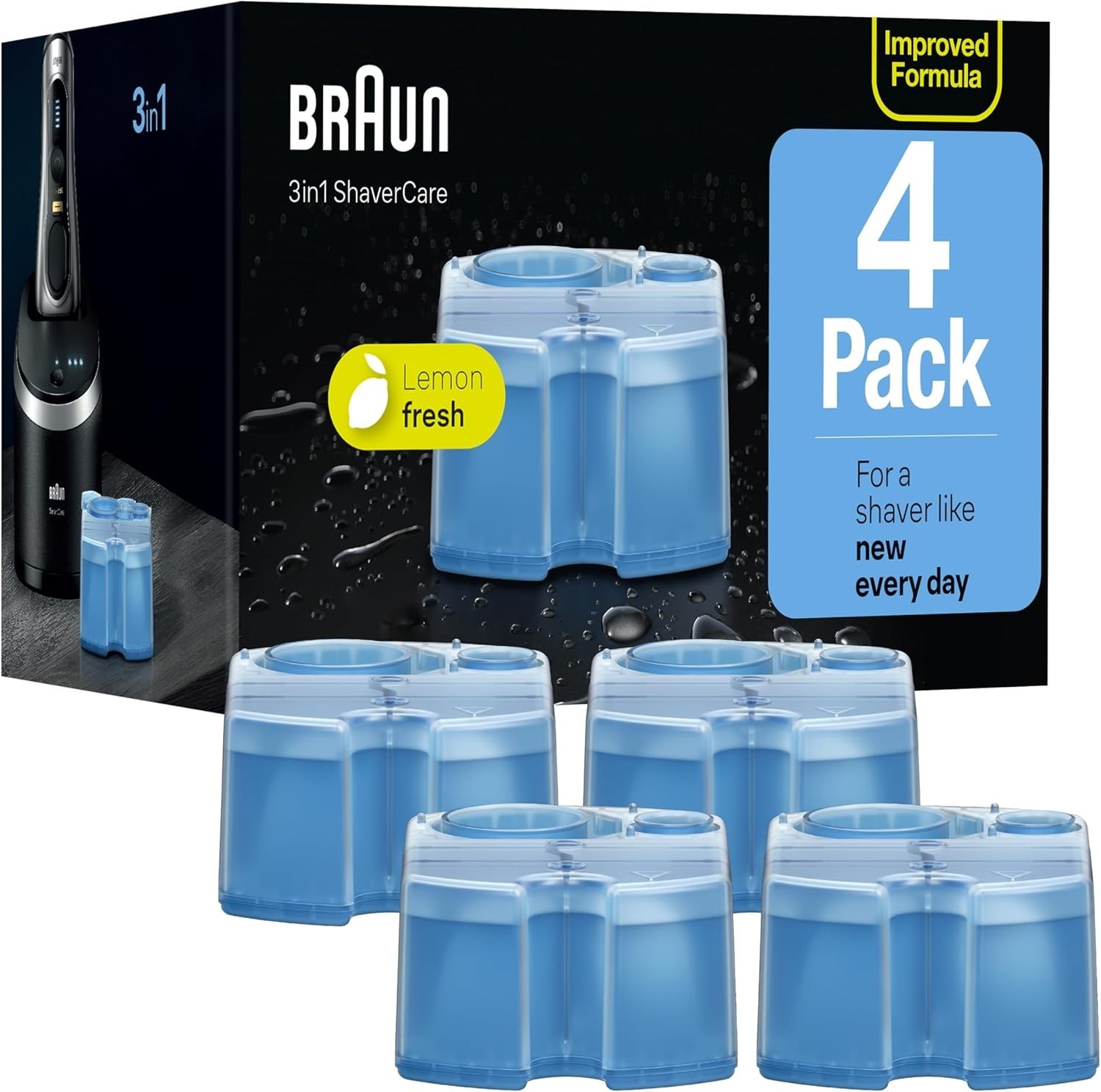 Braun CCR4 Cleaning Cartridges – 4 Pack Clean & Renew Refill Cartridges