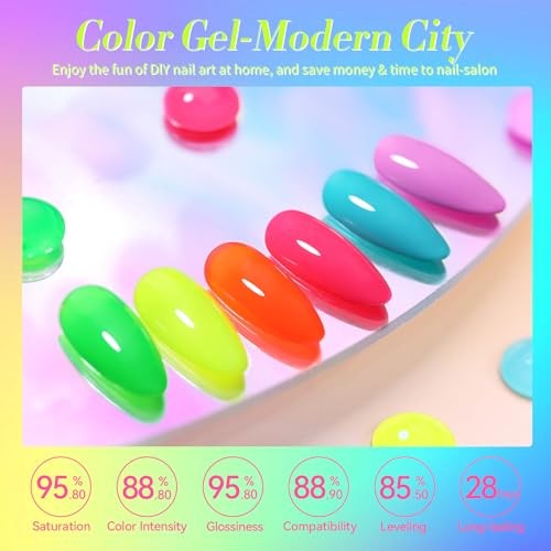 Gel Nail Polish Spring Summer Neon Fluorescent Orange Hot Pink Modern City