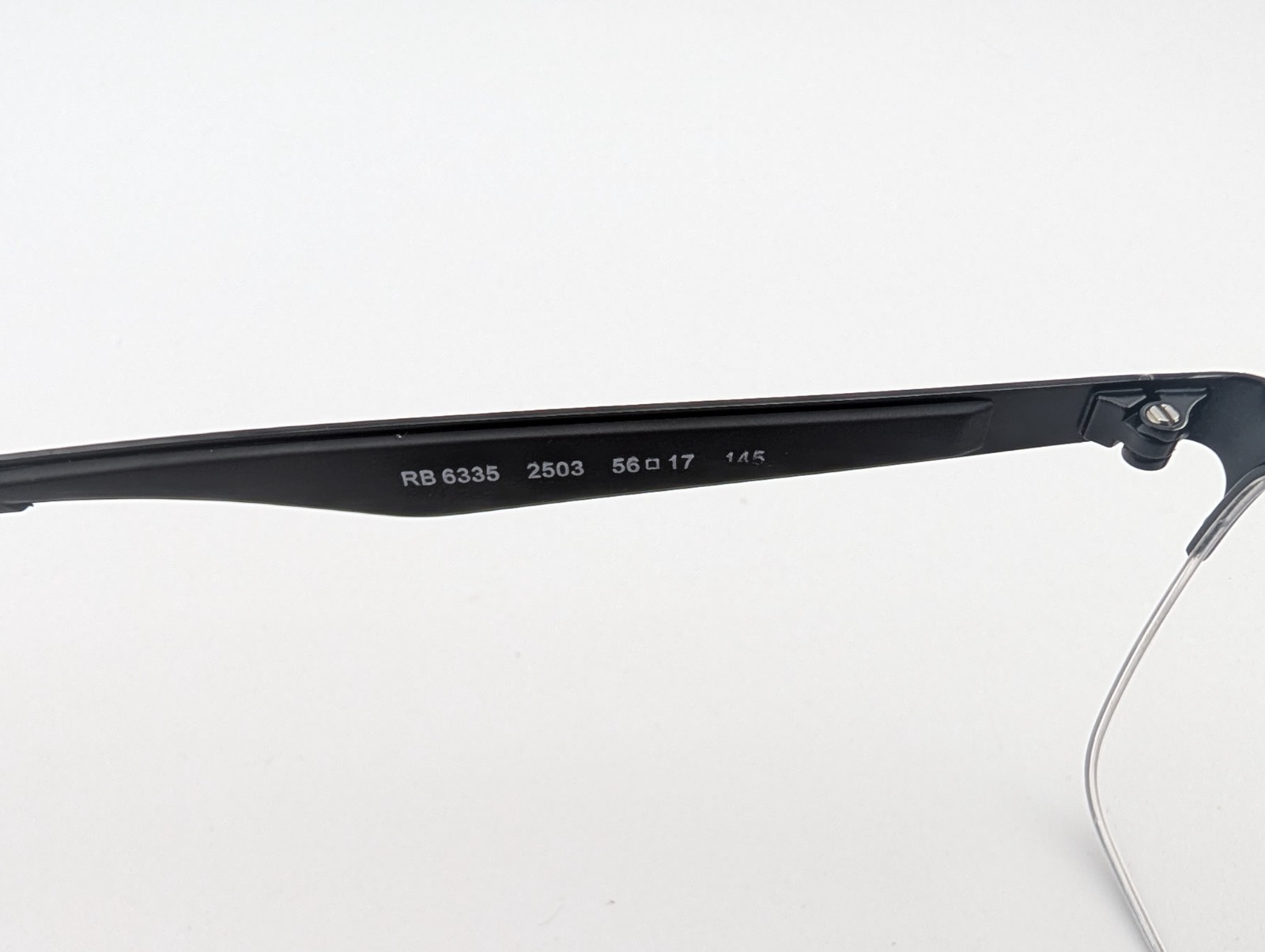 Ray Ban Eyeglasses, Frames Only, RB 6335 2503, 56-17-145, Black, Half Rim