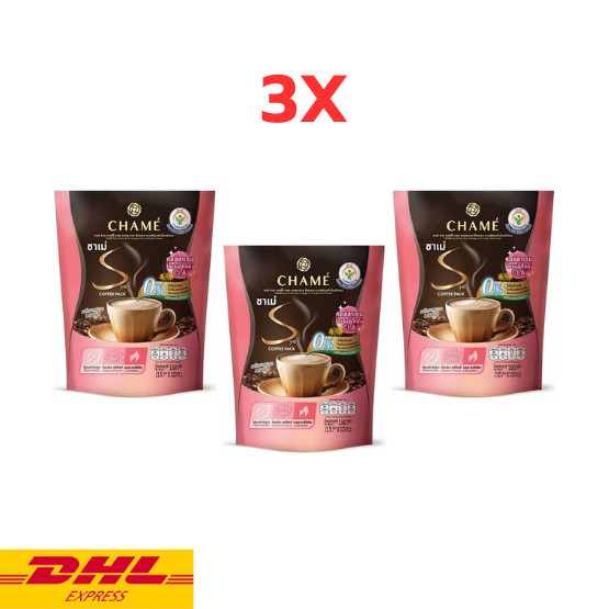 3 x Chame’ Sye Coffee Pack Collagen Fiber Instant Powder Mix CLA Weight Control