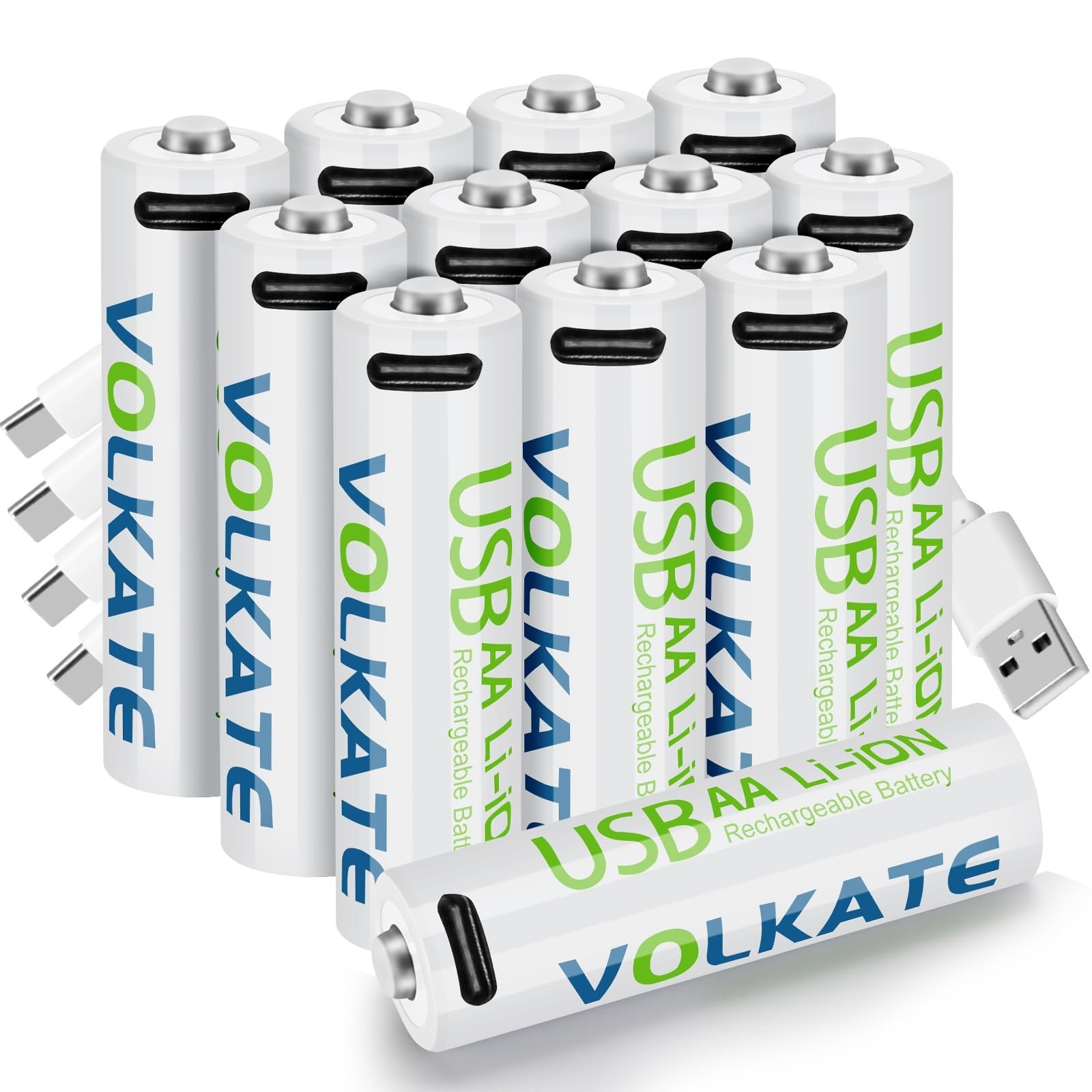 4000mWh Lithium Batteries AA 12 Pack, 1.5V USB Rechargeable AA Batteries, Hig…