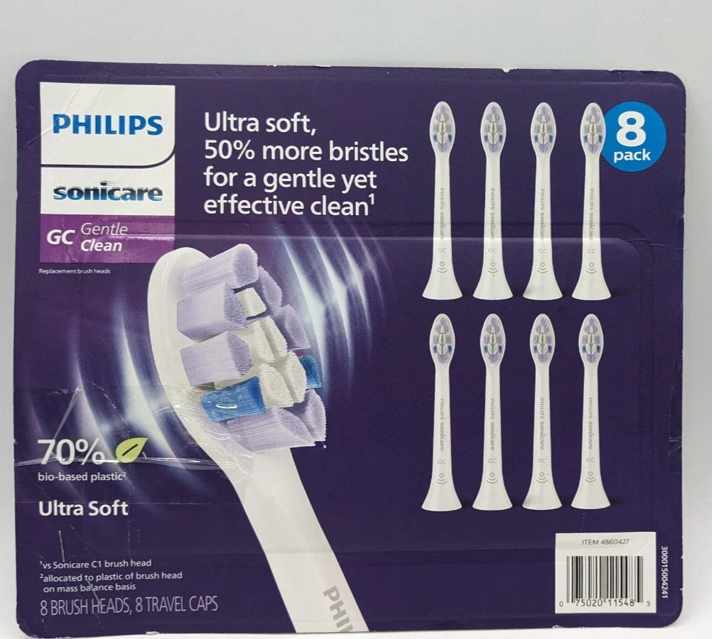 OEM Philips Sonicare Gentle Clean Premium Replacement Brush Heads 8 Pack ToothX