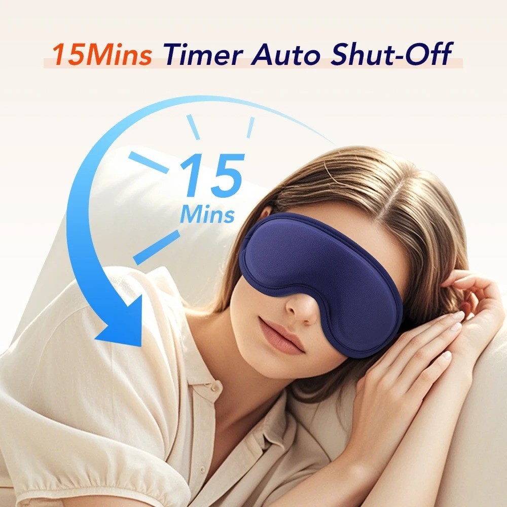 Heated Vibrating Eye Mask USB Warm Compress Massage Sleep Mask 5 Heat 6 Modes
