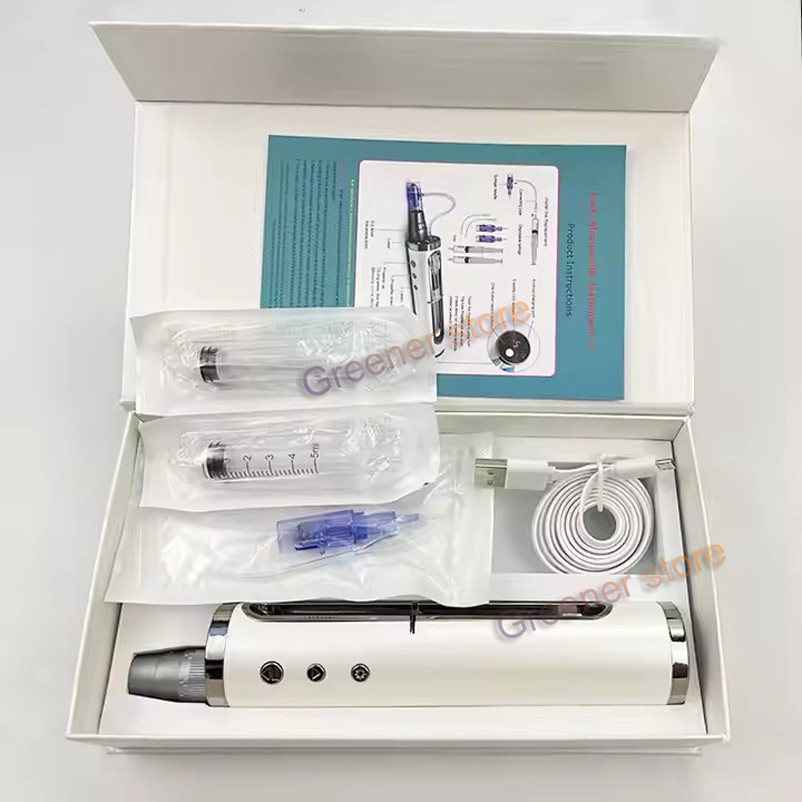 Micro Pen Mesotherapy & 10Pcs 3D Pin Replacement Needle Cartridge Tips Face Care