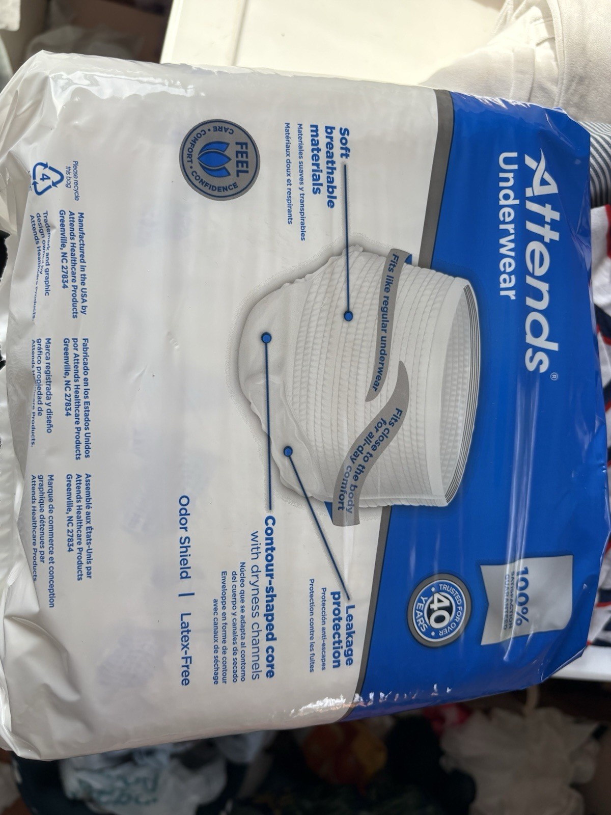 Attends Incontinence Pants Extra Heavy Absorbency Size L 18 Count White