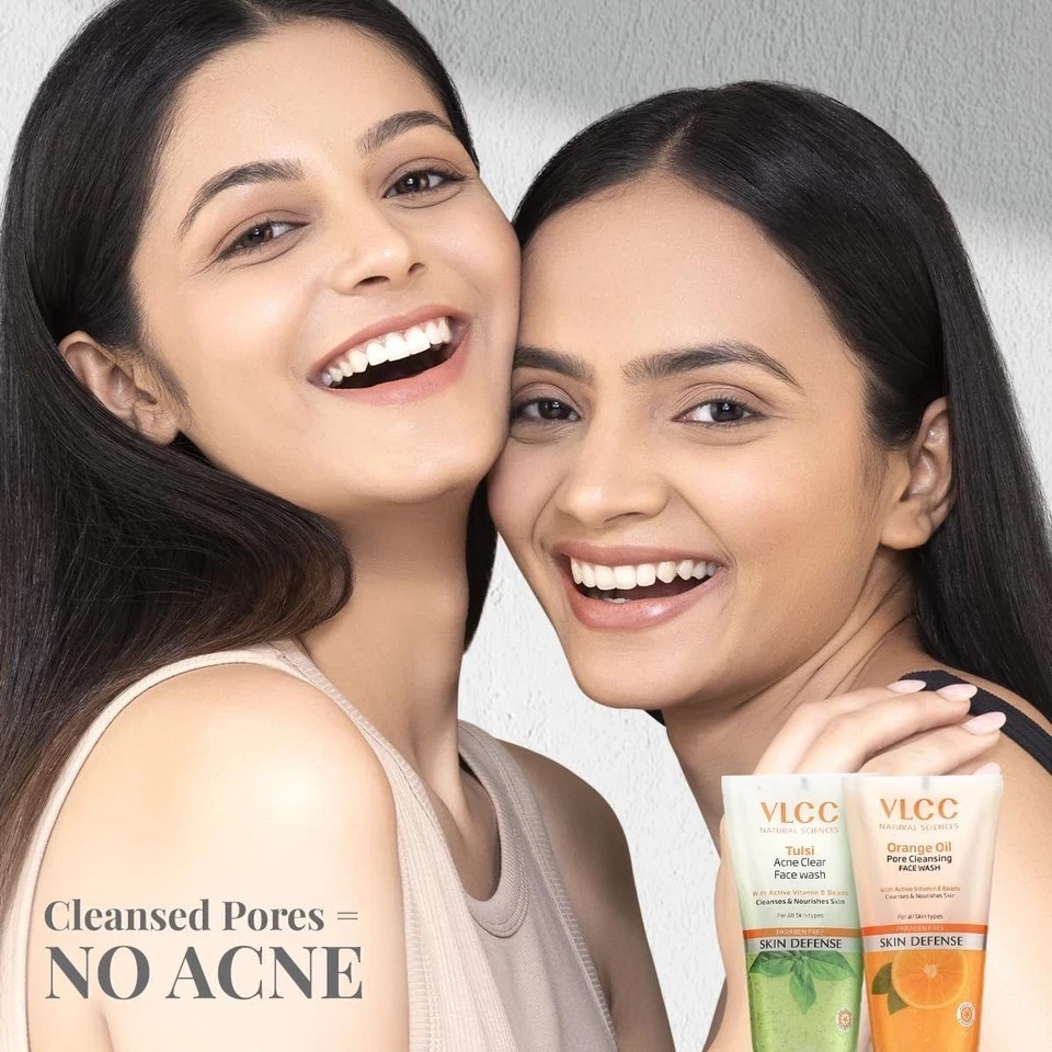 VLCC Tulsi Acne Clear + Orange Oil Cleanser 150ml x2 | Anti-Acne B1G1 Pack