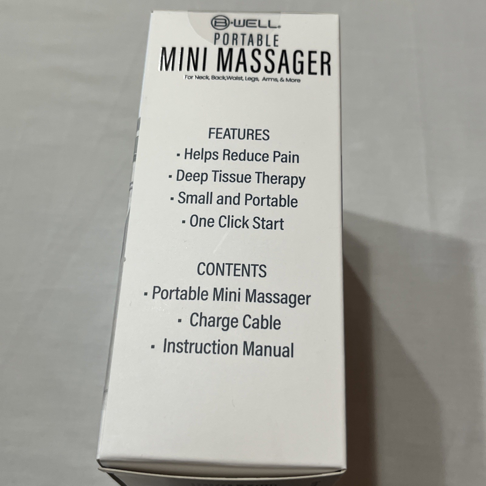 B-WELL Portable Handheld Mini Vibrating Massager USB Charging Black