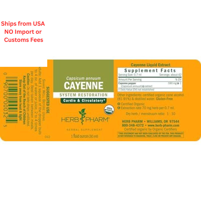 Herb Pharm Certified Organic Cayenne Extract for 1 Fl Oz (Pack of 1), Default