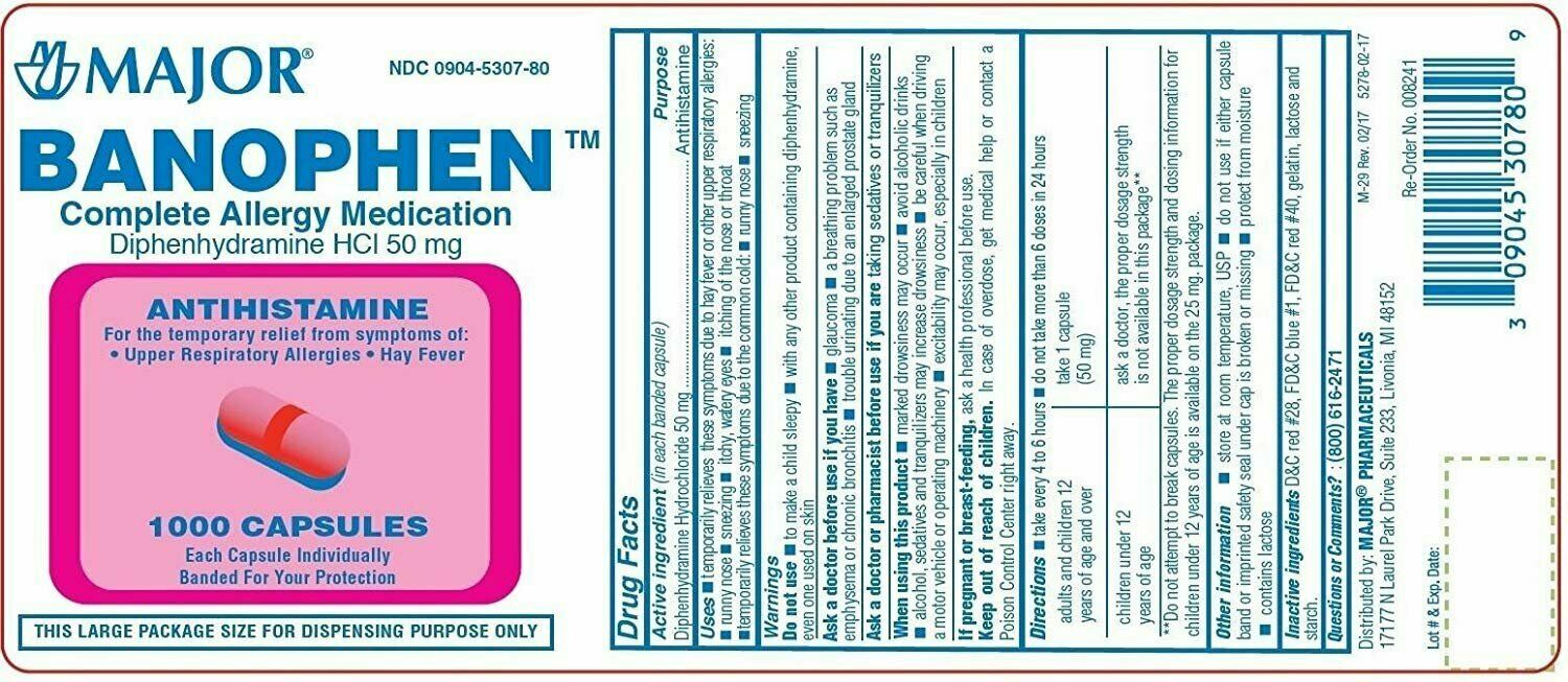 Diphenhydramine 50 mg Capsules (Generic Benadry) 1000ct Caps