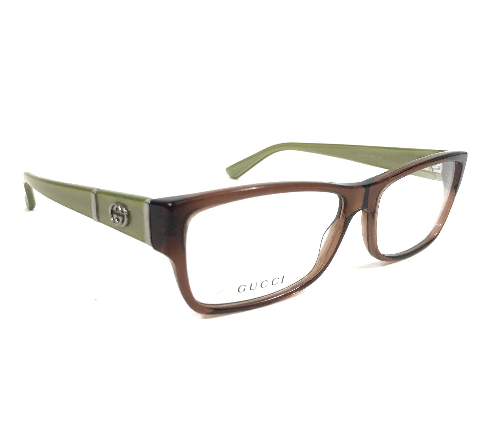 Gucci Eyeglasses Frames GG3133 MH5 Clear Brown Green Silver Rectangle 54-15-135