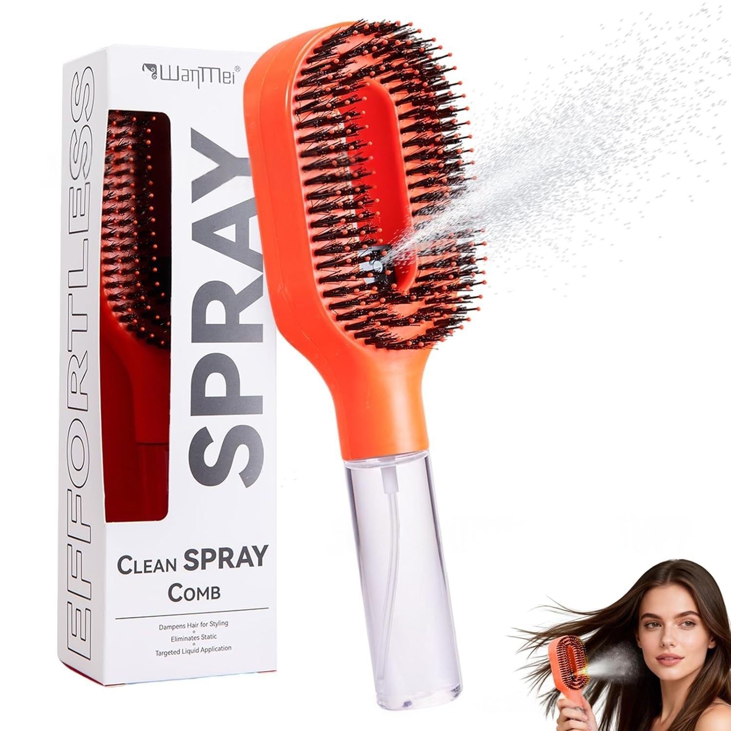 2-in-1 Spray Hair Brush Detangling Comb Scalp Massager Water Mist Anti Static