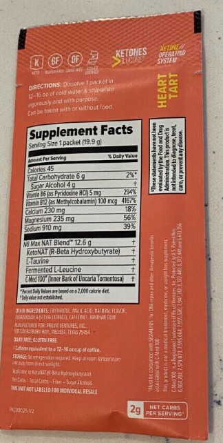 🔥Pruvit Keto OS NAT Ketones Charged Heart Tart 10 pack Exp 7/2026