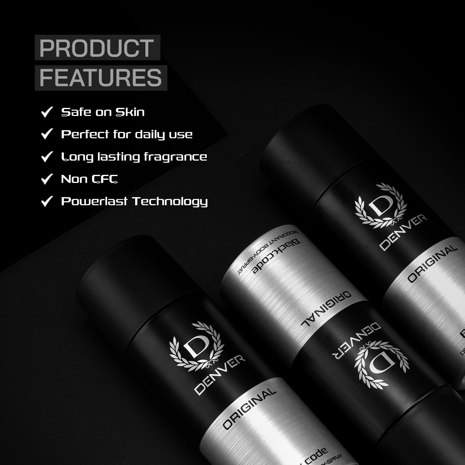 Denver Black Code, Goat & Vibe Deodorant for Men,150ML Each, Pack of 3|