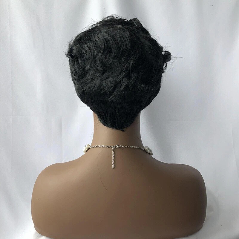 Short Curly Layered Pixie Cut Wigs for Women Human Hair Wave Wigs None Lace USA