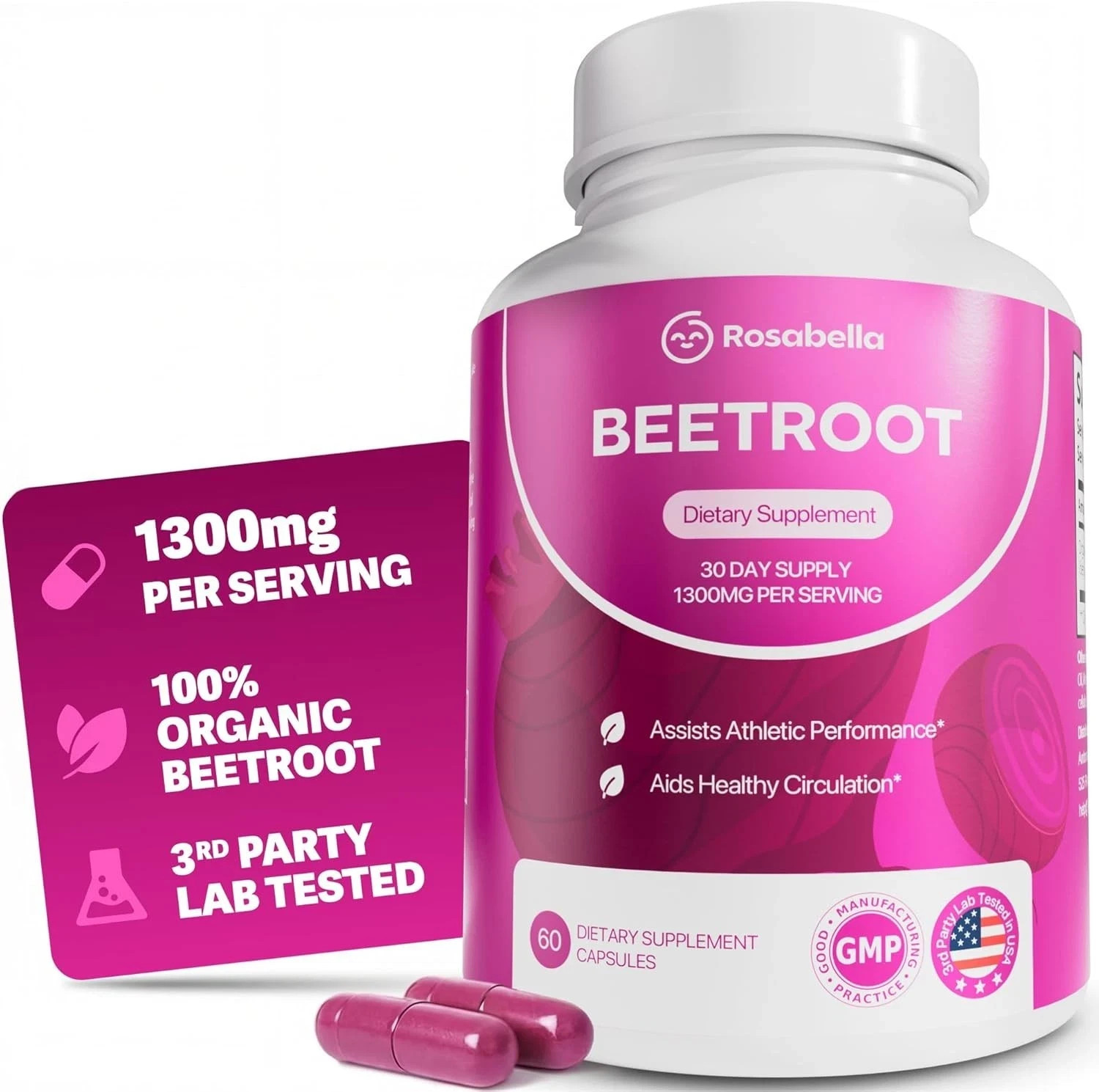Organic Beetroot Capsules, Improve Blood Flow & Daily Vitality