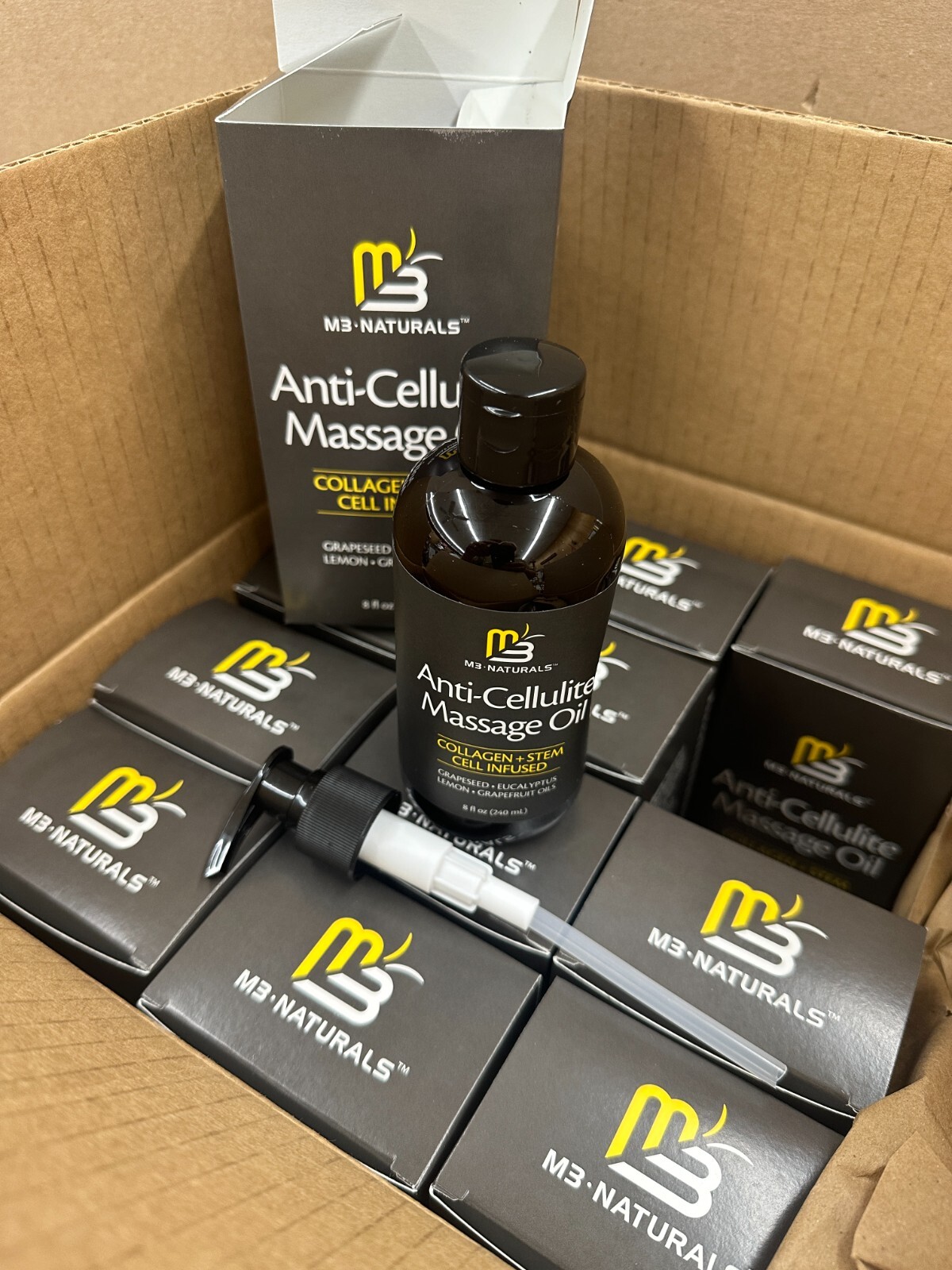 12 M3 Naturals Anti Cellulite Massage Oil Collagen Stem Cell Infused 2028