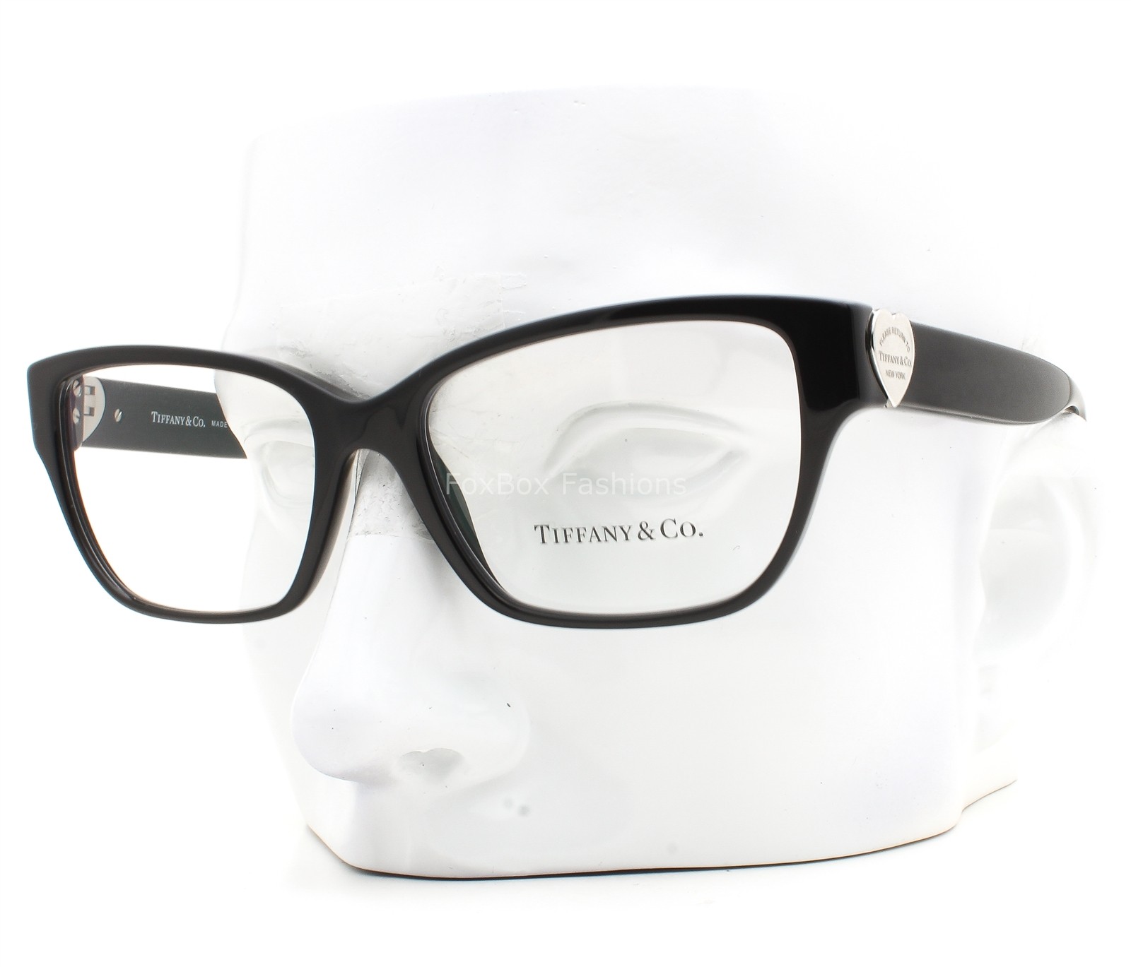 Tiffany Eyeglasses Glasses TF 2245 8001 Gloss Black Silver Logo 54-16-140 w/case
