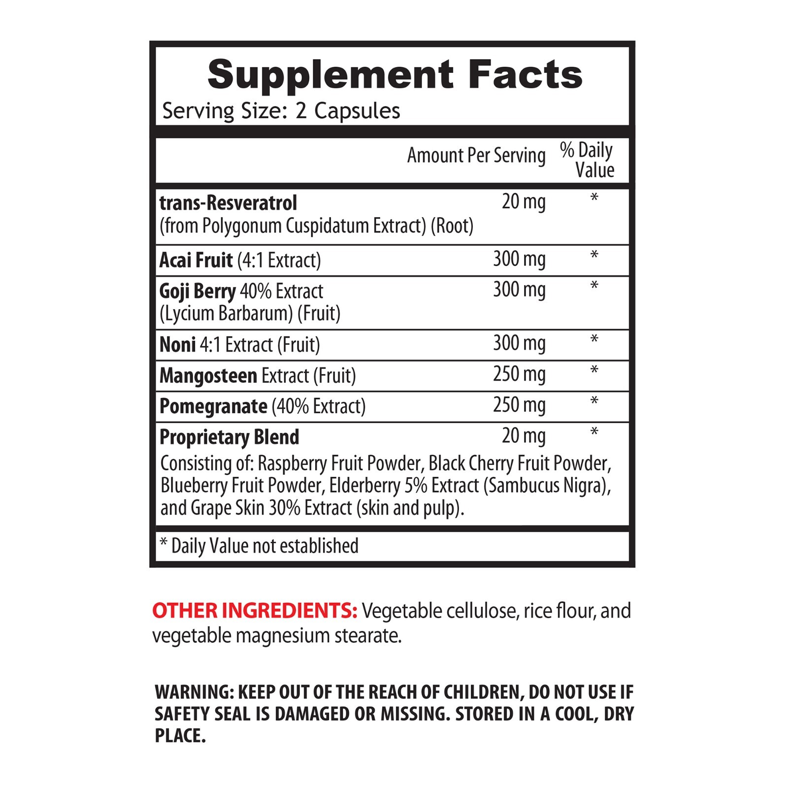 Acai Fruit – RESVERATROL SUPREME – antioxidants supplement for women – 3 Bottles