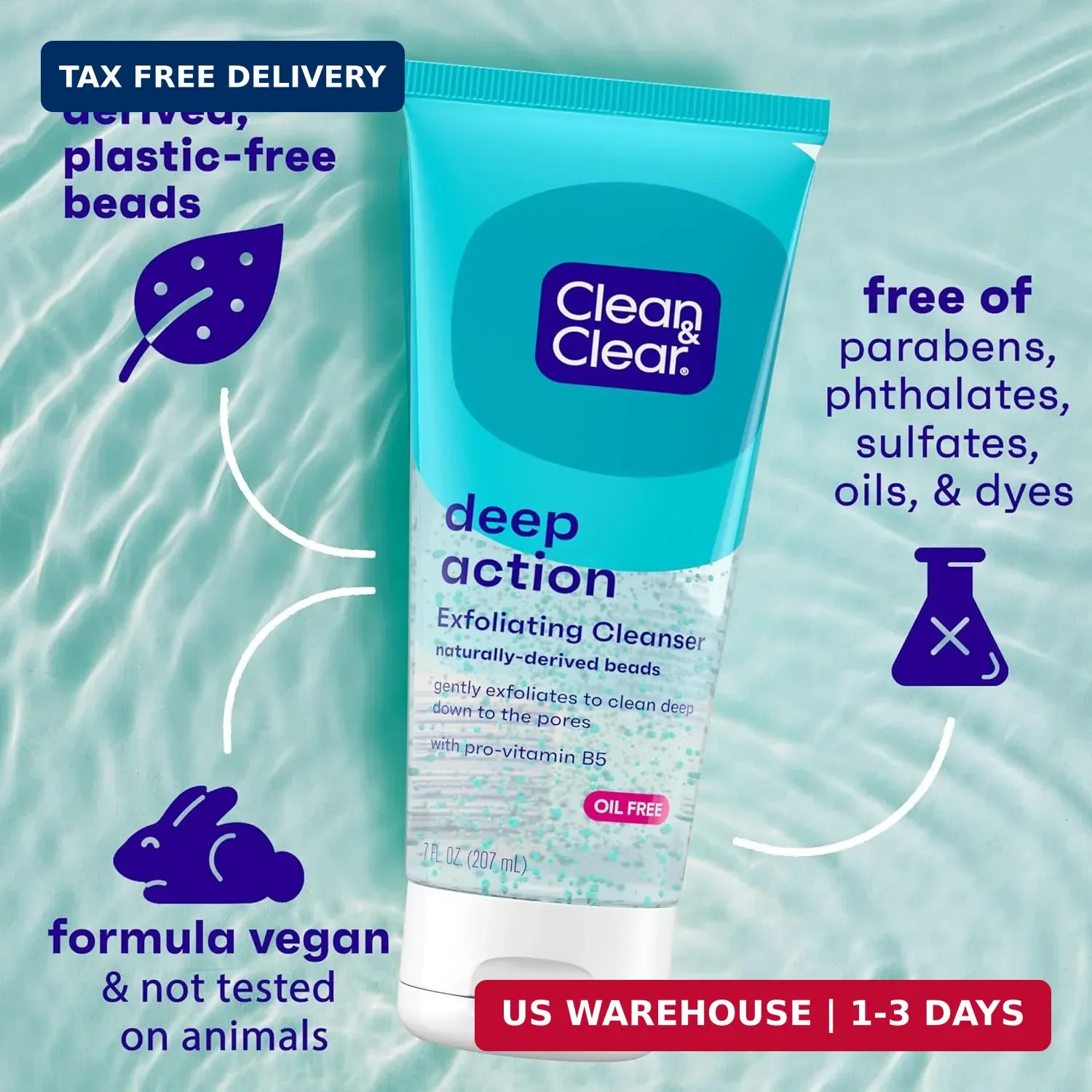 Clean & Clear Deep Action Exfoliating Facial Cleanser, Scrub & Face Wash, Pro-Vi