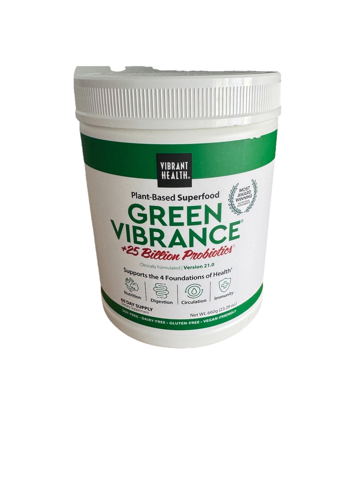 Vibrant Health Green Vibrance Probiotic Plant-Based Superfood Powder 23.28 Oz