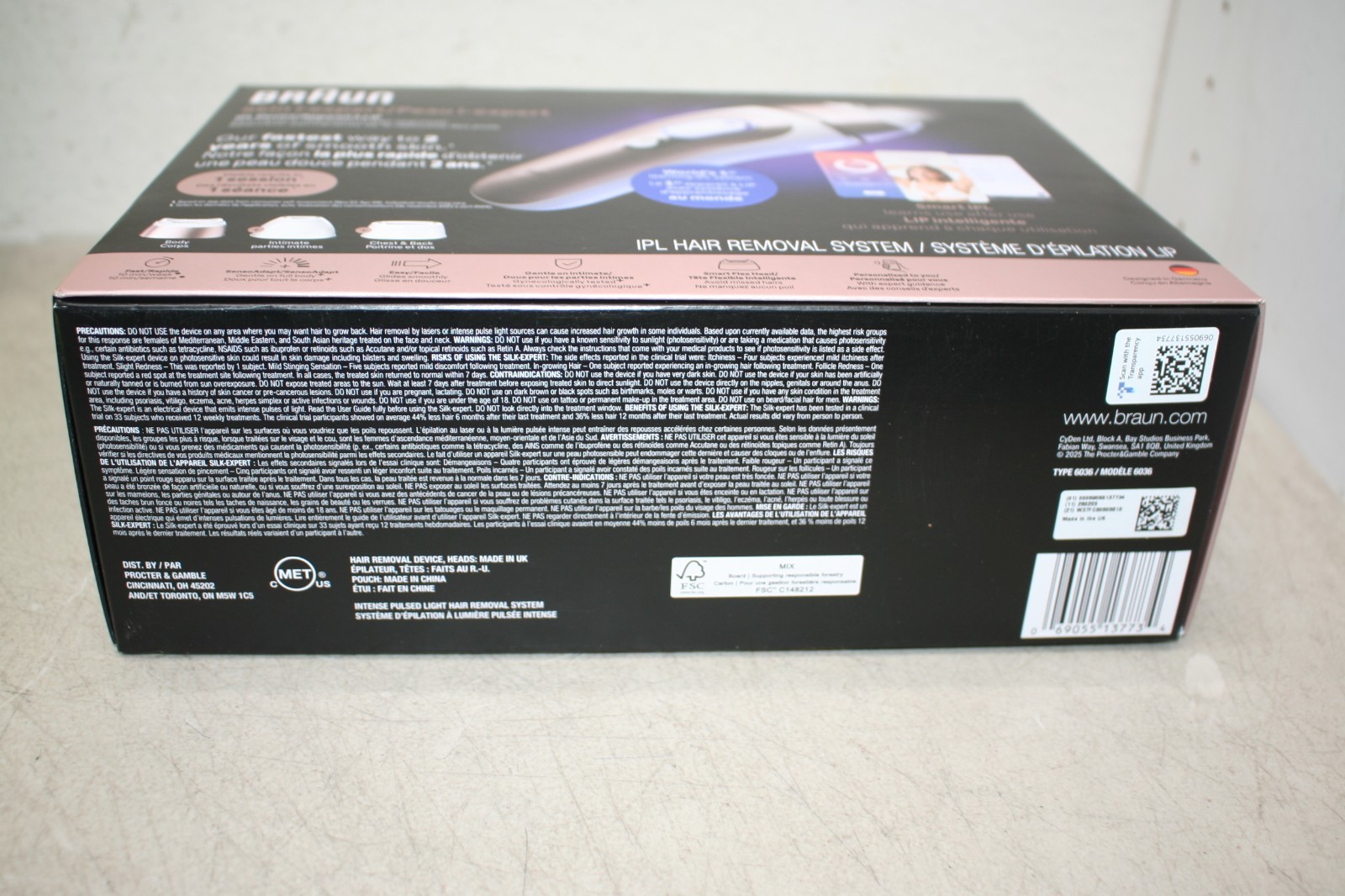 Braun Skin i-Expert Smart IPL Hair Removal Device App Guided 2 Heads Case 6036