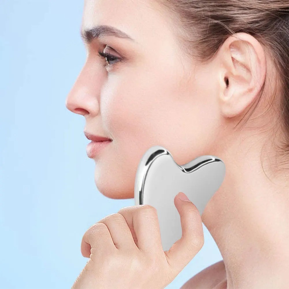 Stainless Steel Gua Sha Massage Tool Face Neck Body Scraper Skin Care Board