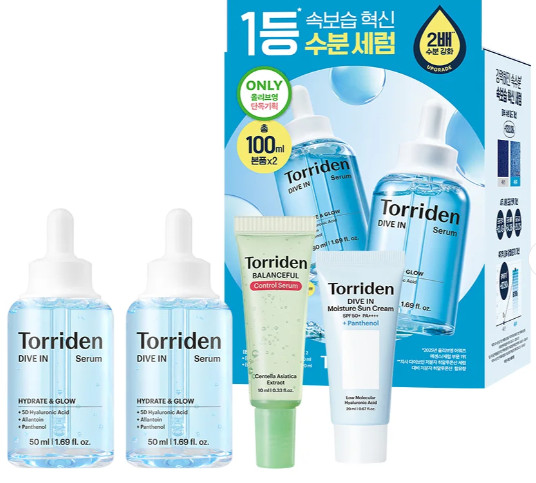 Torriden Dive In Hyaluronic Acid Serum 50ml Special Set + Cica Serum 20ml + Sun