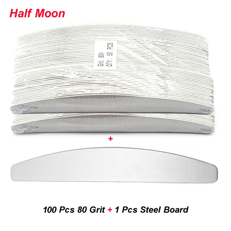 100 Pcs/Lot Moon Replacement Sandpaper Files 80 100 180 240 with Metal Handle