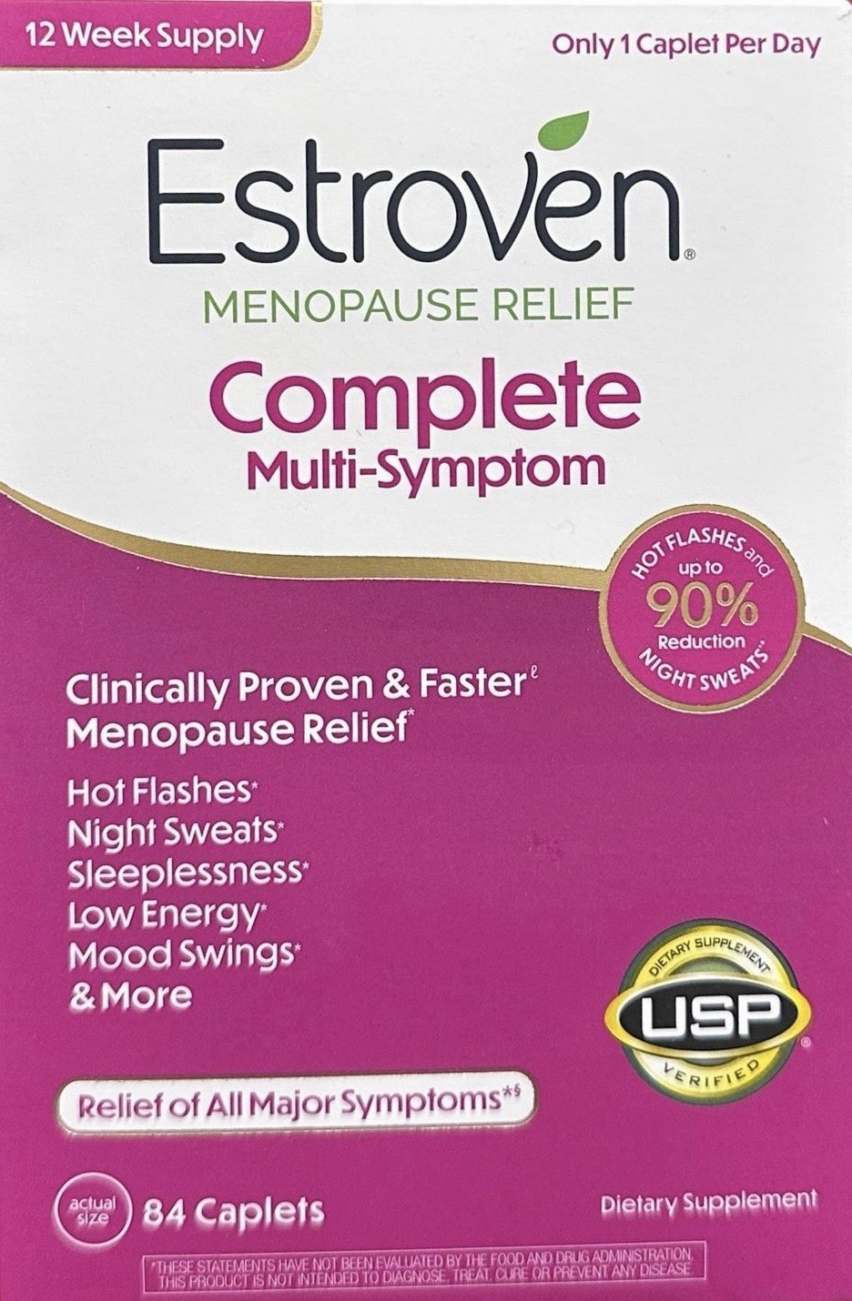 NEW Estroven Complete Multi-Symptom Menopause Relief, 84 Caplets EXP 07/27
