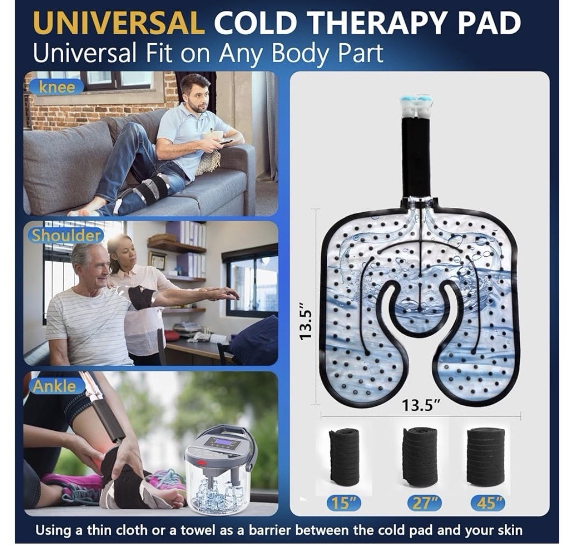 ICYTHRP Cold Therapy System Programmable Timer Knee Shoulder Ankle Pad Dark Grey