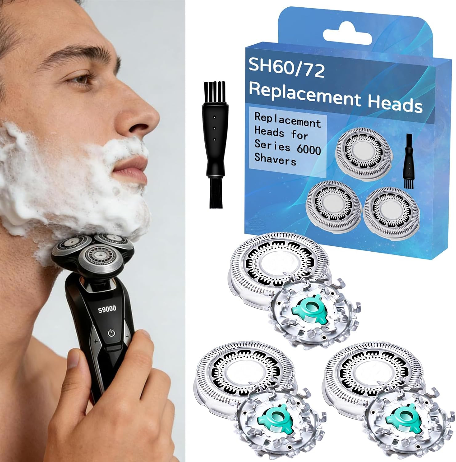 SH60/72 Replacement Heads Compatible with Philipsi Norelcoo Series 6000 Shaver,