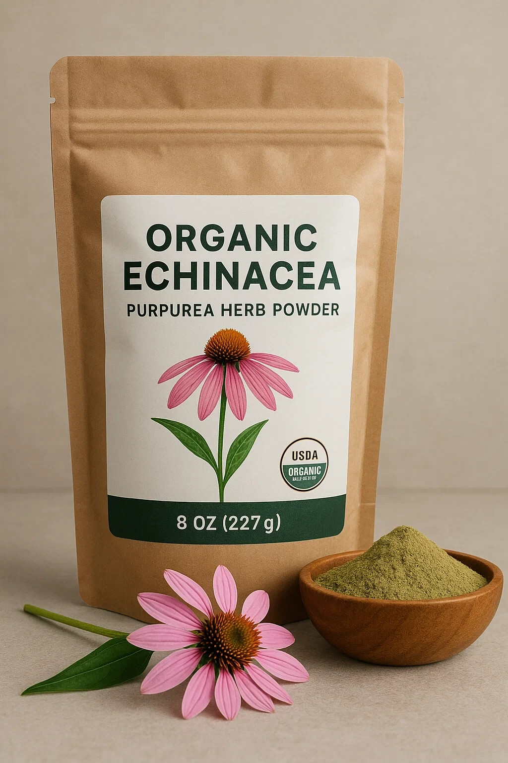 Organic Echinacea Purpurea Herb Powder – 100% Pure, Non-GMO, – Immune Support