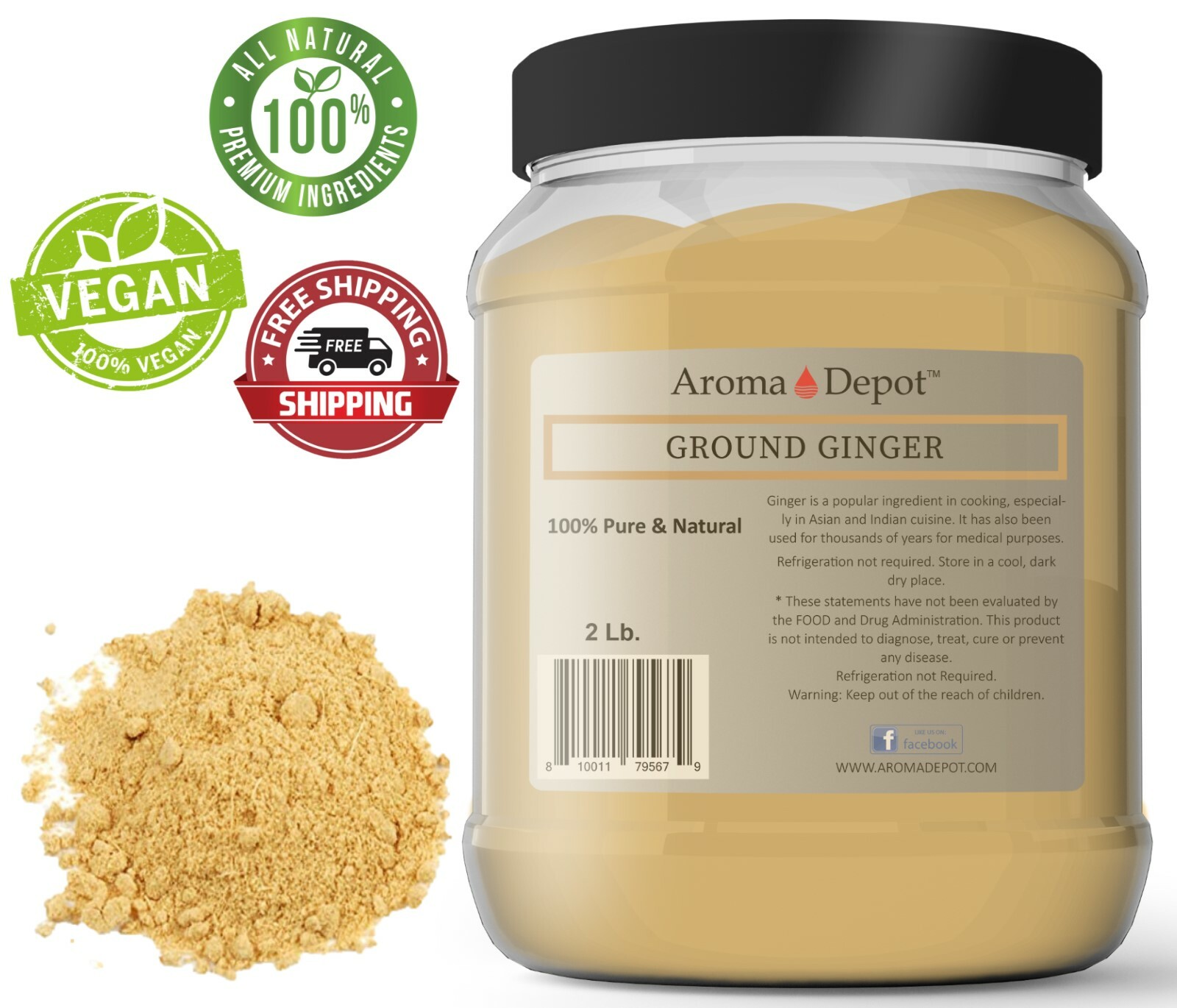 2lb Ground Ginger Root Powder Natural Premium Raw Zingiber Officinale Jengibre