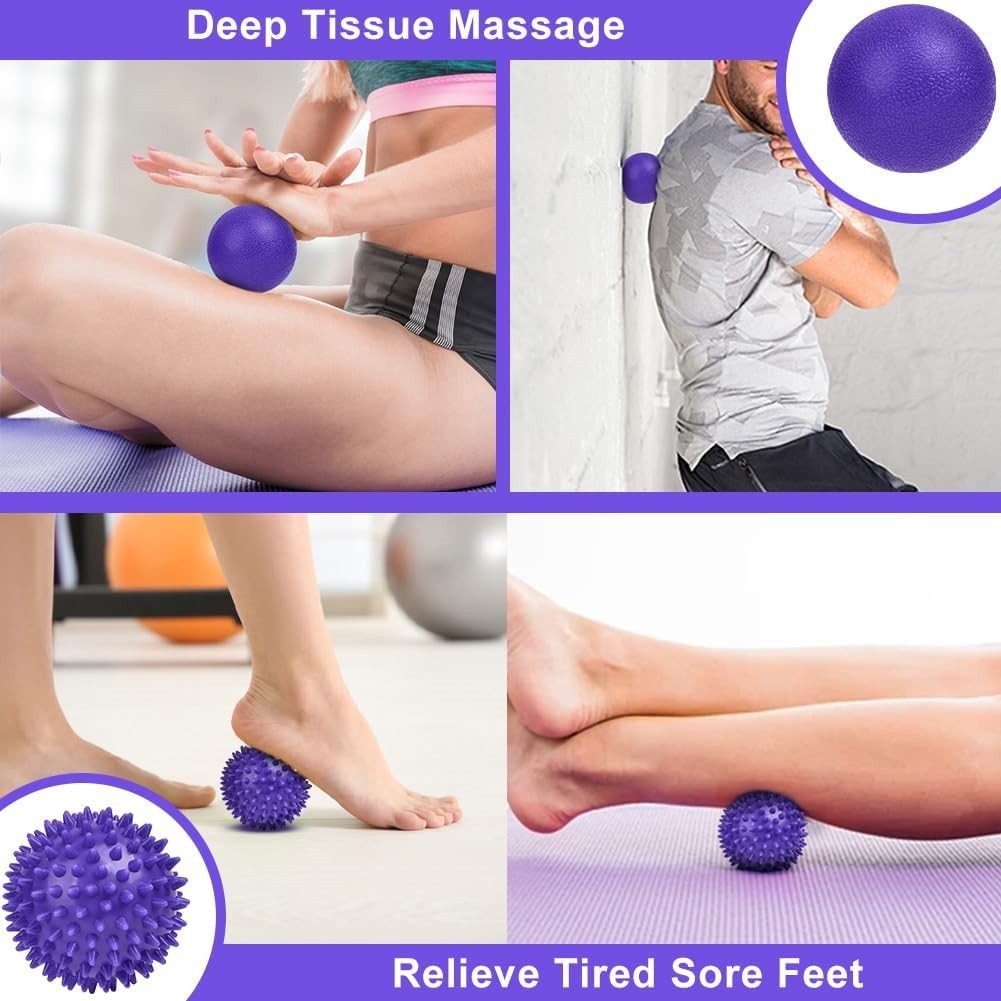 Portable Deep Tissue Massage Balls – 2 Pack Lacrosse & Spike for Pain Relief