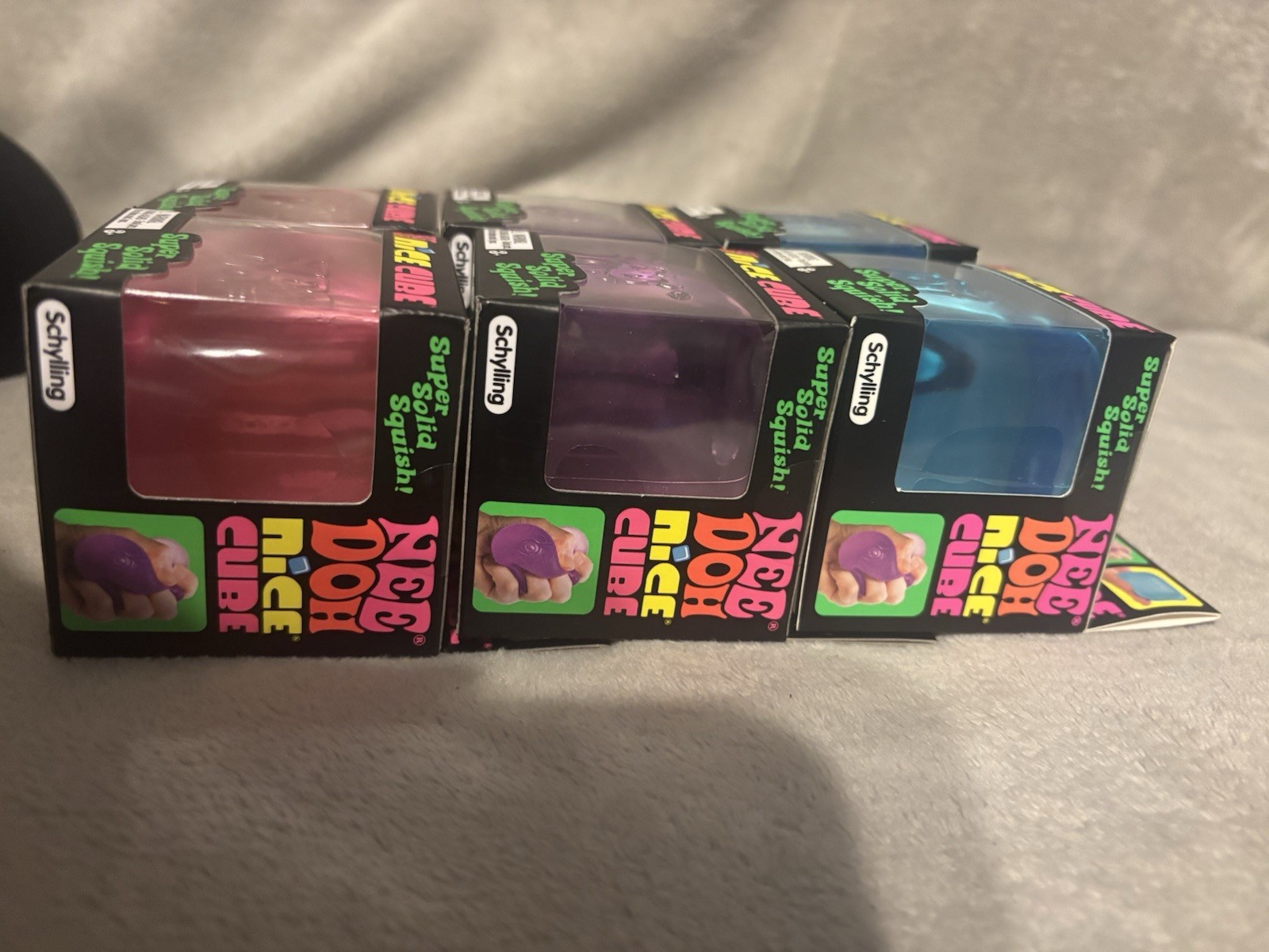 Schylling NeeDoh Nice Cube Super Solid Squish Gel Squeeze Ball 3in Lot of 6