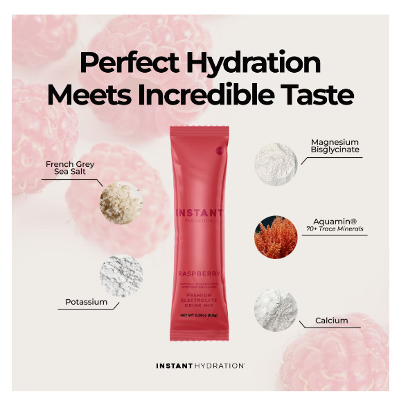 Instant Hydration Sugar Free Electrolyte Powder, Raspberry, 6 Sticks