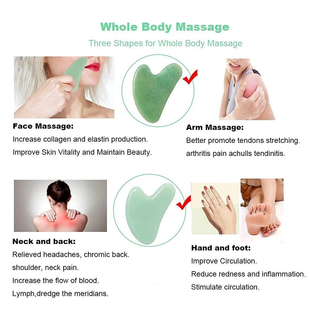 Ditind Jade Gua Sha Massage Tool for Face & Body Skin Care