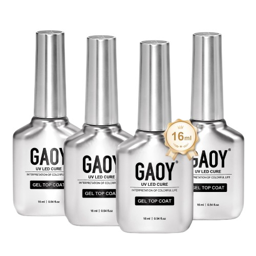 4 Pcs 16Ml No Wipe Gel Top Coat, Glassy Clear Top Coat, High Gloss Finish for UV