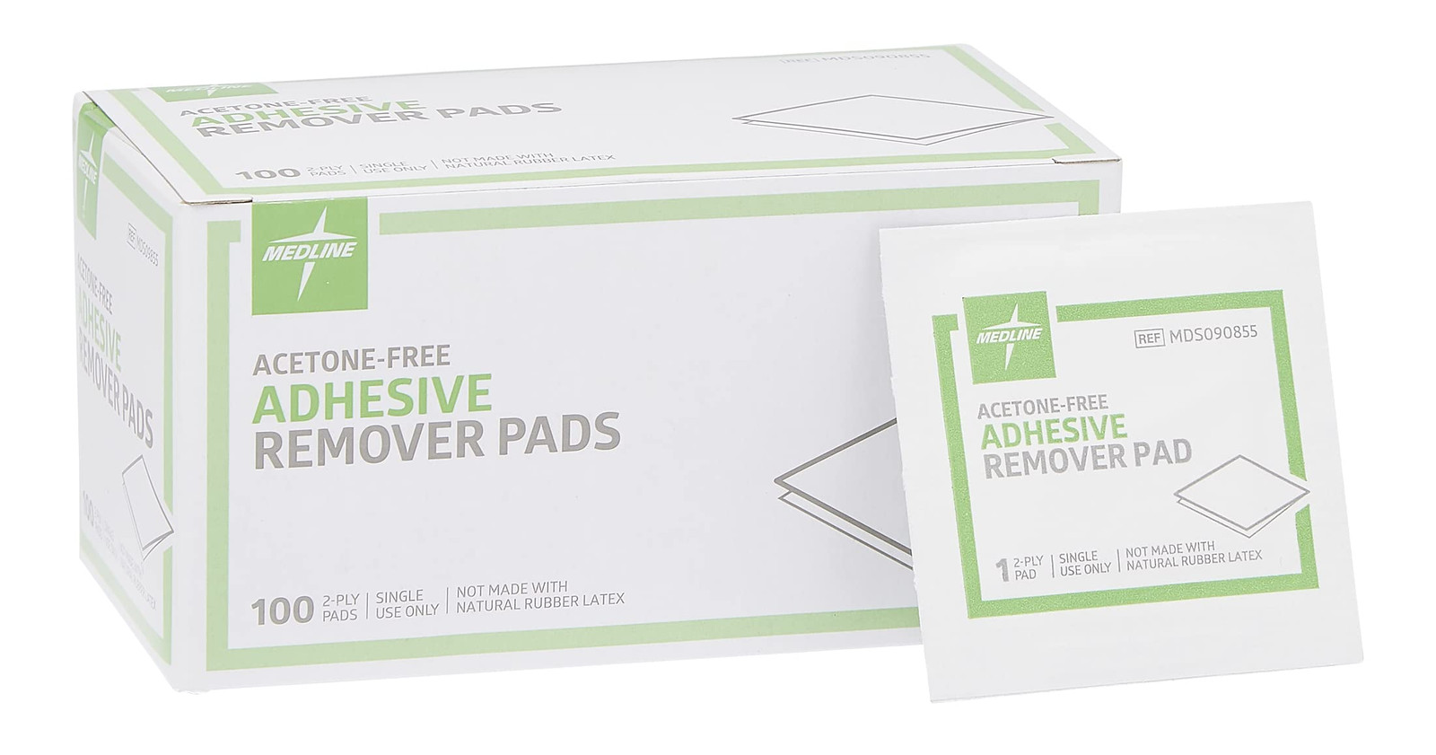 Medline Adhesive Remover Pads 100 Count Acetone Free 2 Ply Durable Cleaning