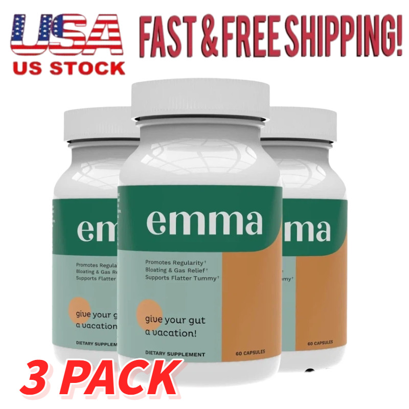 3 Pack Emma Gut Health Supplement for Bloating Relief & Leaky Gut 180 Capsules