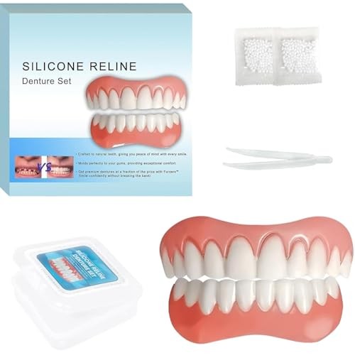 Moldable False Teeth Silicone Dentures Men and Veneers for Women Upper Lower Set