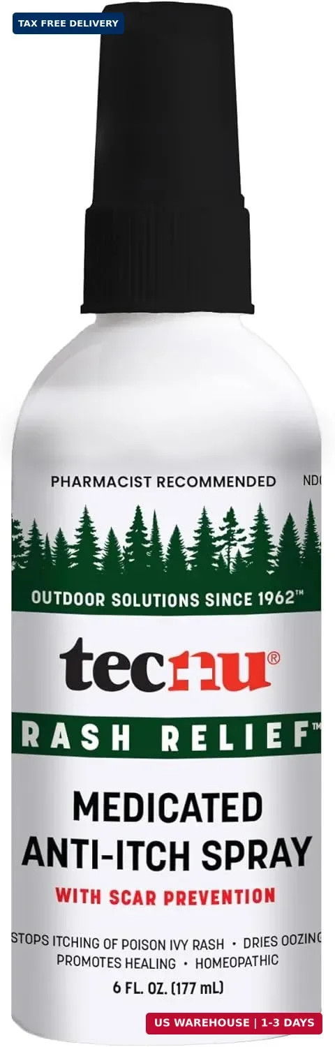 Tecnu Rash Medicated Anti-Itch Spray with Scar Prevention, Poison Ivy Treatment,